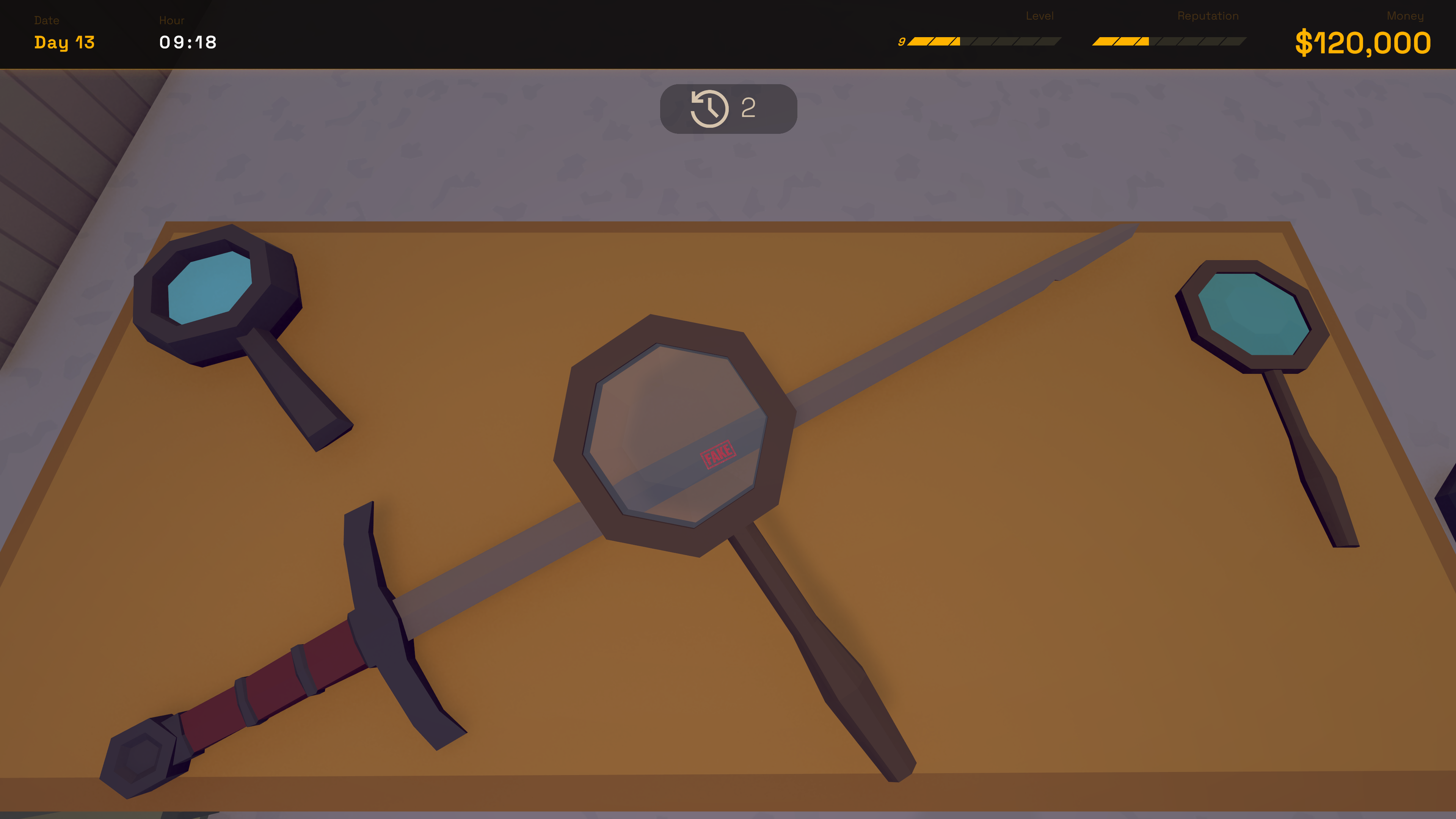 Shop interior with counter and repair setup